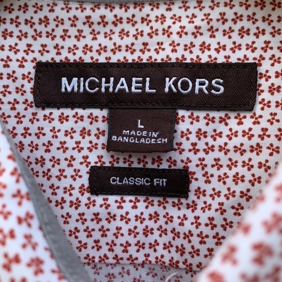 Michael KORS Short Sleeve Classic Fit Button Down Shirt - Deep Henna - Picture 4 of 15